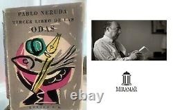 1957 Book Signed by Pablo Neruda ODAS POEMS Autograph with drawing + COA Poet