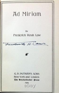 Ad Miriam by Frederick Houk Law Book SIGNED Autograph First Edition 1st DJ Poems