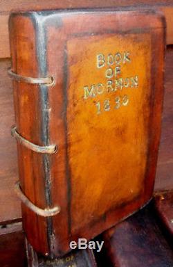 BOOK OF MORMON 1830 GOLDEN PLATES EDITION SIGNED JSMITH WITNESSES LEATHER repro