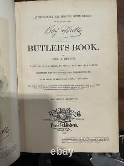 Butler's Book Major General Benjamin Franklin Butler First Edition 1892 SIGNED
