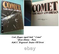 Carl Sagan COMET cosmos signed book First Edition Rare UACC