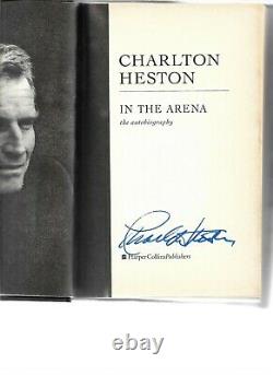 Charlton Heston In The Arena Hand Signed Book, 1st Edition, Fully Illustrated