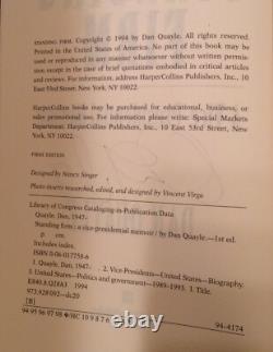 Dan Quayle Signed Standing Firm Memoir First Edition Book Vice President