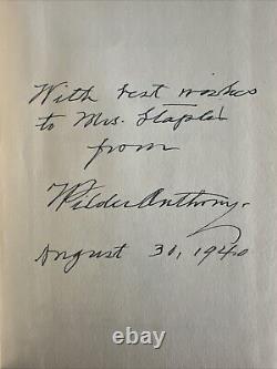 Deep Valley By Wilder Anthony HC DJ Signed 1940 Exceedingly Rare Book