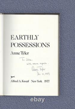 Earthly Possessions Anne Tyler Signed HC 1st Edition Book