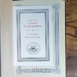 Easton Press A Night to Remember Walter Lord Signed Leather Collector Illustrat