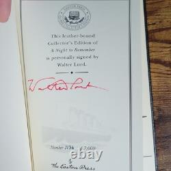 Easton Press A Night to Remember Walter Lord Signed Leather Collector Illustrat