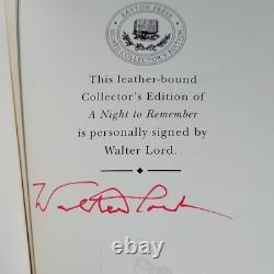 Easton Press A Night to Remember Walter Lord Signed Leather Collector Illustrat