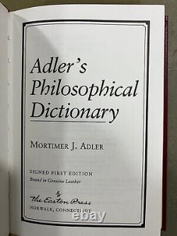 Easton Press Adler's Philosophical Dictionary Adler Signed First Edition