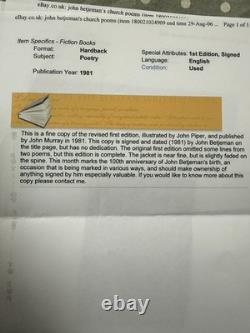 John Betjeman Church Poems Book Signed First Edition & Authentication papers