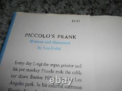 Leo Politi / PICCOLO'S PRANK Signed 1st Edition With ORIGINAL ARTWORK 1965 BOOK