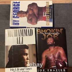 MUHAMMAD ALI. JOE FRAZIER. GEORGE FOREMAN SIGNED AUTOBIOGRAPHIES (with COA)