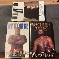 MUHAMMAD ALI. JOE FRAZIER. GEORGE FOREMAN SIGNED AUTOBIOGRAPHIES (with COA)
