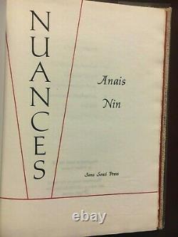 Nuances Anais Nin Signed Numbered 1st Edition ONLY 99 Made! RARE BOOK OOP