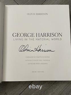 OLIVIA HARRISON Signed Material World BEATLES Book 1st Edition UACC RD