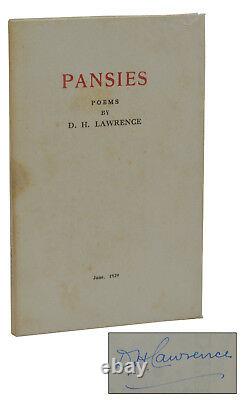 Pansies by DH Lawrence SIGNED Limited Edition 1929 Banned Books D. H