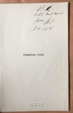Personal Talk A Book of Verses. Seumas O'Sullivan. 1st Edition 1936. Signed
