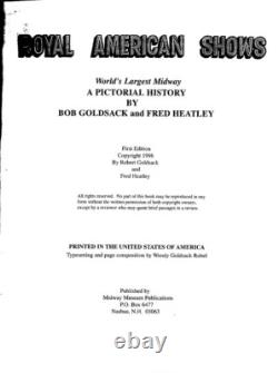 Royal American Shows Book By Bob Goldsack Signed First Edition Rare