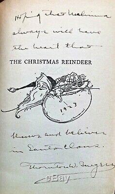 SIGNED Christmas Reindeer Thornton W Burgess 1st Edition Antique Children's Book
