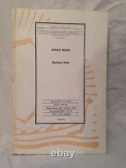 SIGNED Uncorrected Proof Barbara Vine ASTA'S BOOK 1st 1993, Ruth Rendell