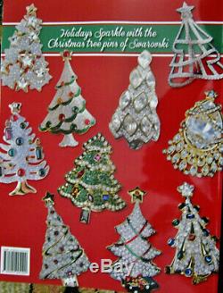 SWAROVSKI CHRISTMAS TREE PIN w LIMITED EDITION BOOK ABOUT SIGNED XMAS TREE PINS