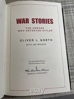 Signed Easton Press War Stories 2 Volume Matched Set Oliver North Free Ship