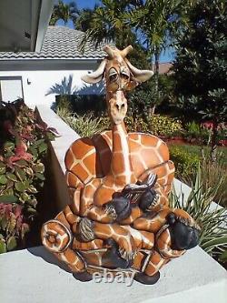 Todd Warner Giraffe Reading Book Sculpture Limited Edition Signed