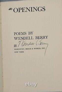 Wendell Berry Openings Signed First Edition Book