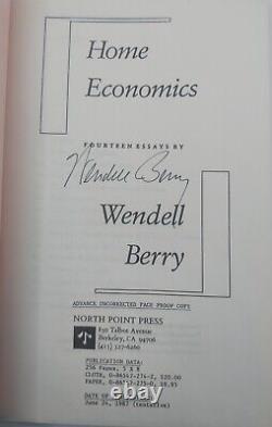 Wendell Berry Signed Home Economics Uncorrected Proof Edition Book